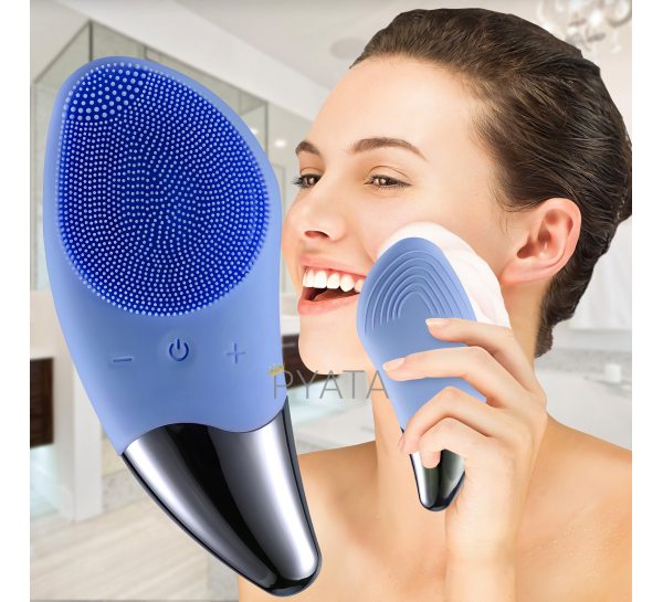 Електрична силіконова масажна щітка-масажер для очистки обличчя Sonic Facial Brush BR-020 Синій (509)