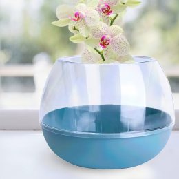 Горщик для орхідей "Сфера" 16х12 см 0,5л ⌀ 10 см прозорий-сизо блакитний/116008/2469