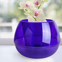 Горщик для орхідей "Сфера" 16х12 см 0,5л ⌀ 10 см фіолетовий прозорий/116008/2469