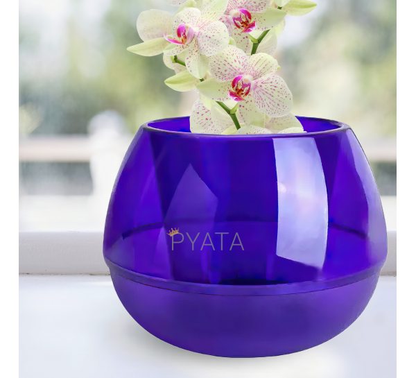 Горщик для орхідей "Сфера" 16х12 см 0,5л ⌀ 10 см фіолетовий прозорий/116008/2469