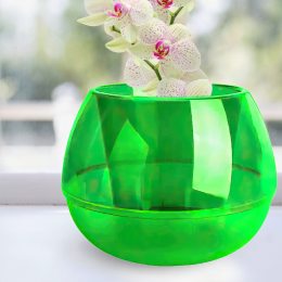 Горщик для орхідей "Сфера" 16х12 см 0,5л ⌀ 10 см зелений прозорий/116008/2469