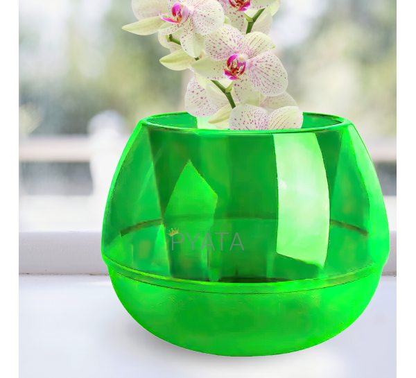Горщик для орхідей "Сфера" 16х12 см 0,5л ⌀ 10 см зелений прозорий/116008/2469
