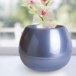 Горщик для орхідей "Сфера" 16х12 см 0,5л ⌀ 10 см сіра перлина/116008/2469