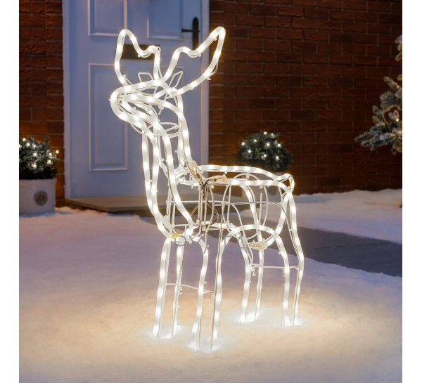 Новорічна світлодіодна світлодіодна фігура з гірлянд дюралайту "Новорічний олень" 60х46 см Білий