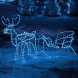 Новогодняя светящиеся светодиодная фигура из гирлянд дюралайта "Новогодний олень с санями" Синий
