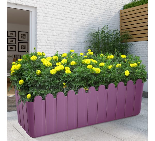 Пластиковий балконний вазон для квітів зі вставкою "Парканчик 49х16,5 см 5,5 л Фіолетовий (2469)