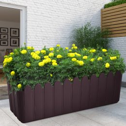 Пластиковый балконный вазон горшок для цветов со вставкой "Парканчик 49х16,5 см 5,5 л Темно-коричневый (2469)