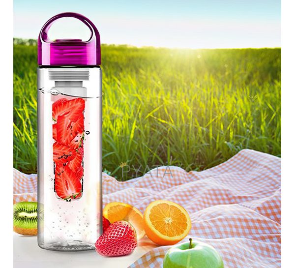 Пляшка для напоїв з фруктами Fruit Water Bottle 800 мл рожевий (В)