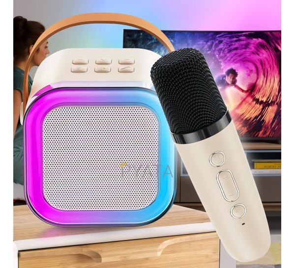 Бездротовий світлодіодний портативний акустичний караоке-мікрофон LY-387 Білий (205)