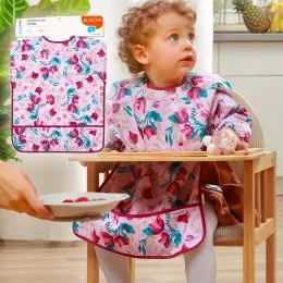 Детский нагрудник с длинными рукавами "Цветочки" BabyOno от 2 лет 85 см x 42 см (1477/01) (SB)
