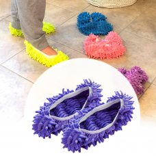 Полотерки - тапочки из микрофибры для уборки грязи фиолетовые/2215