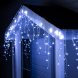 Новогодняя уличная LED гирлянда белый провод Бахрома 380 LED 32 метра Синяя (2024)