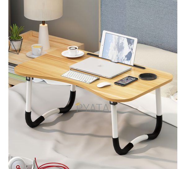 Раскладной деревянный столик для завтраков и ноутбука с подставкой для телефона/планшета (626)