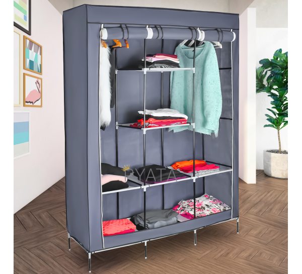 Складна каркасна тканинна текстильна шафа на 3 секції Storage Wardrobe 88130 Сірий (N-14)