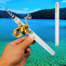 Карманная удочка - ручка Fishing Rod in Pen case Серебристая