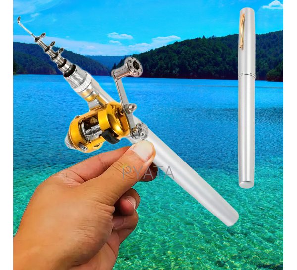 Карманная удочка - ручка Fishing Rod in Pen case Серебристая