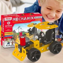 Дитячий ігровий набір металевий конструктор "MECHANIX" Бульдозер 2 моделі+інструменти (01059) (SB)
