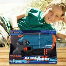 Игрушечный пистолет механический и мягкими патронами (6 шт.) TURBO/ВТ306/SB
