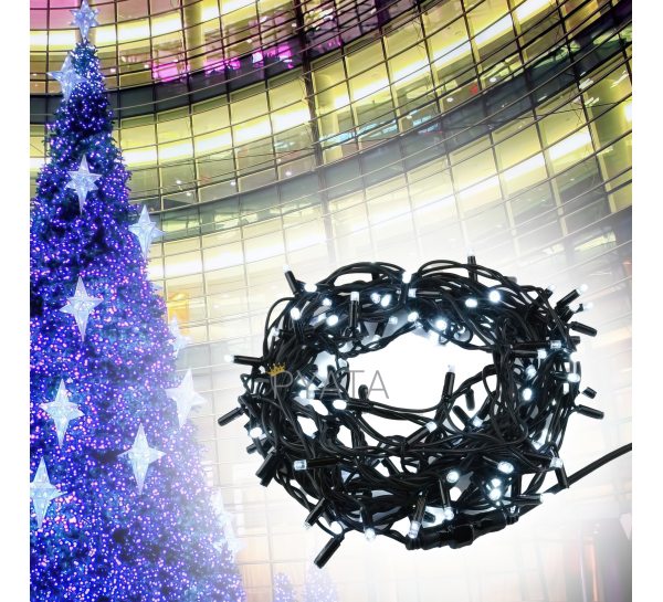 Новогодняя гирлянда черный провод XMAS Белый нить 500 LED (32 метра)/2024