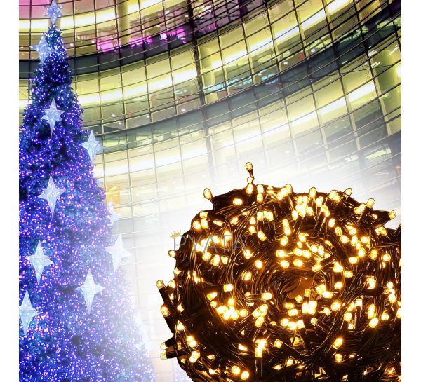 Новорічна гірлянда чорний дріт XMAS Жовтий нитка 500 LED (32 метри)/2024