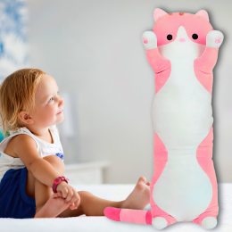 Мягкая игрушка подушка длинный кот Розовый 110 см EL-2117-2/237