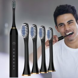 Електрична звукова зубна щітка з акумулятором 3 насадки Sonic Toothbrush X-3 LY-393 Чорна (205)