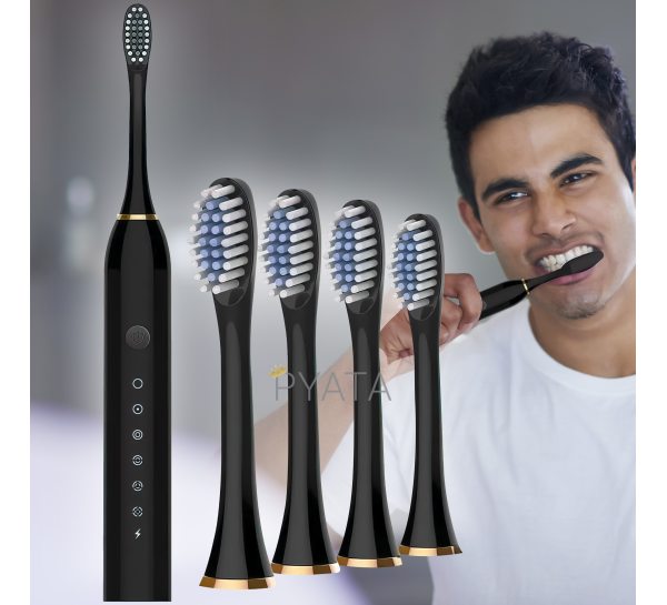 Электрическая звуковая зубная щетка с аккумулятором 3 насадки Sonic Toothbrush X-3 LY-393 Черная (205)
