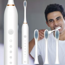 Електрична звукова зубна щітка з акумулятором 3 насадки Sonic Toothbrush X-3 LY-393 Біла (205)