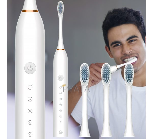 Електрична звукова зубна щітка з акумулятором 3 насадки Sonic Toothbrush X-3 LY-393 Біла (205)