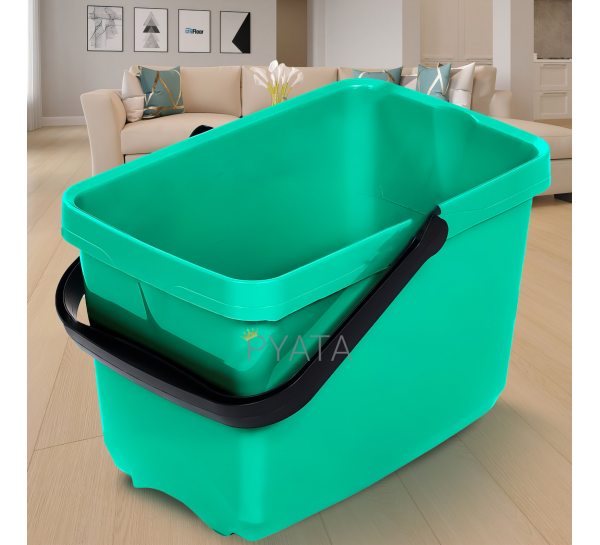 Побутове пластикове відро під швабру для миття підлоги з ручкою R-Plastic 12л Зелене (DRK)
