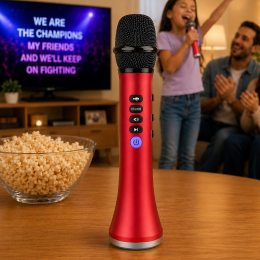 Беспроводной караоке микрофон с Bluetooth TF, AUX, LED-дисплеем для дома и праздников MicMagic L-598 9 Вт Красный (205/264)