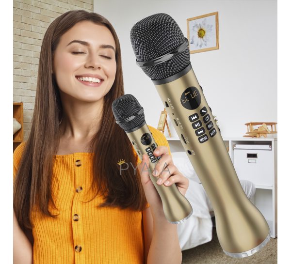 Беспроводной вокальный караоке микрофон MicMagic L-598 Золотой (205)
