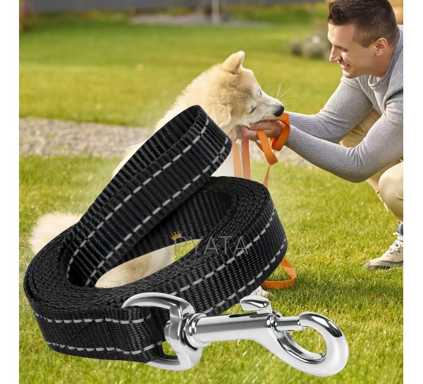 Капроновый поводок для собак с карабином для ошейника 3м Черный (2021)