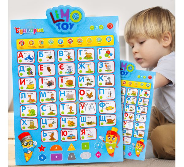 Дитячий навчальний інтерактивний плакат алфавіт "Букварик" зі звуковими ефектами 7031 UA-CP (I24)
