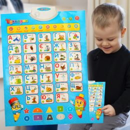 Детский обучающий развивающий интерактивный музыкальный плакат алфавит "Букварик" со звуковыми эффектами 7031UA (I24)