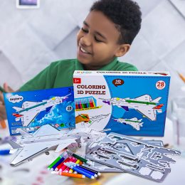 Детский развивающий набор для творчества 3D-конструктор-раскраска с фломастерами "Самолет" 8N399-12 (SD)