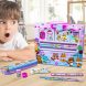 Детский канцелярский школьный набор с футляром Stationery Set Animal World 6 в 1 8002 Розовый (SD)