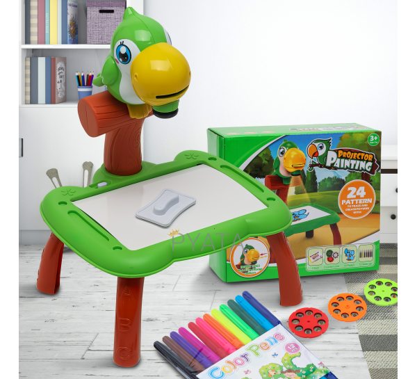 Детский столик проектор для рисования набор с проектором 24 слайда и фломастеры Projector Painting 632356 Зеленый (SD)