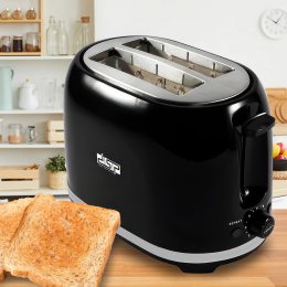 Электрический  автоматический горизонтальный тостер для хлеба на 2 тоста 850W DSP Черный (239)