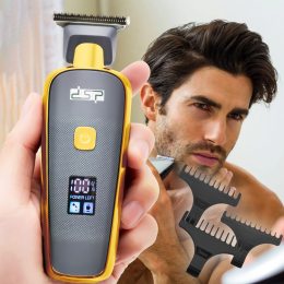 Домашняя аккумуляторная беспроводная машинка для стрижки волос и бороды с насадками с дисплеем 1,2,3мм DSP USB 5W (239)