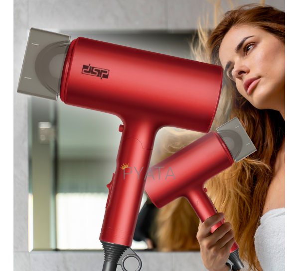 Дорожній портативний складний фен для укладання волосся з насадками DSP 30214 Червоний (239)