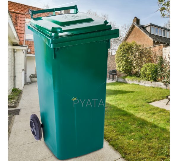 Мусорный контейнер для бытового мусора на колесиках с крышкой Алеана 120л Зеленый (DRK)