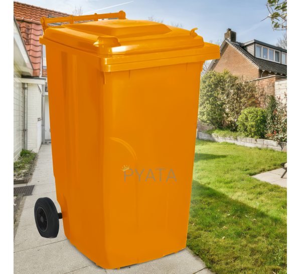 Мусорный контейнер для бытового мусора на колесиках с крышкой Алеана 120л Оранжевый (DRK)