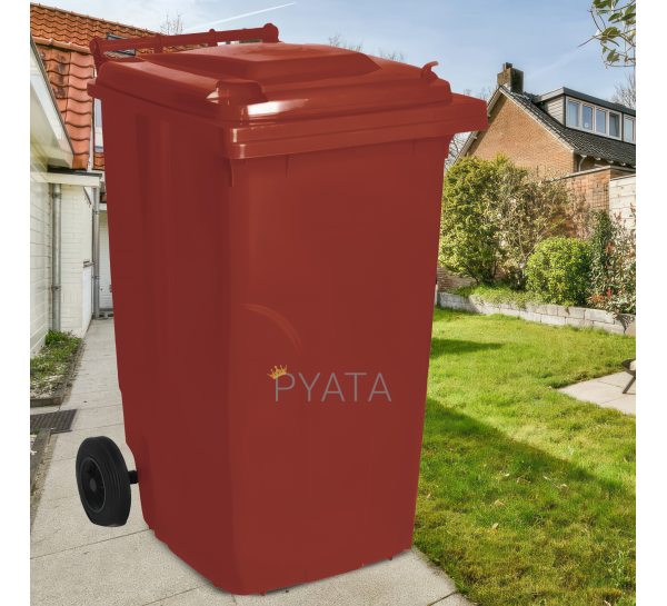 Мусорный контейнер для бытового мусора на колесиках с крышкой Алеана 120л Коричневый (DRK)