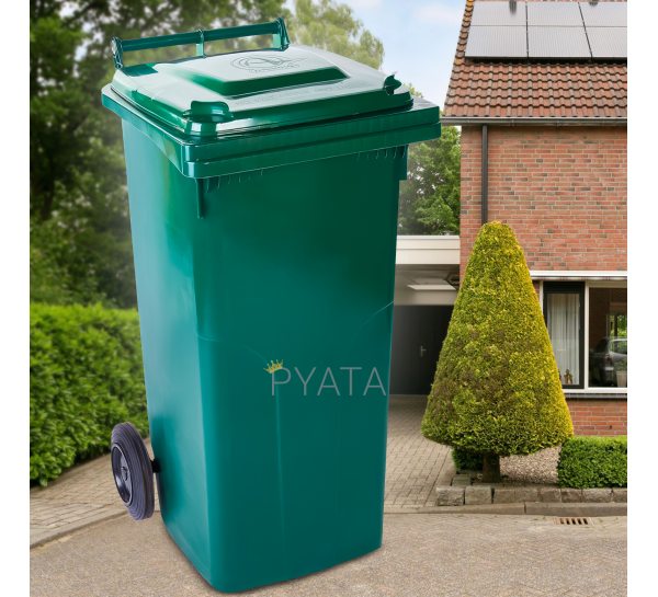 Мусорный контейнер для бытового мусора на колесиках с крышкой Алеана 240л Зеленый (DRK)
