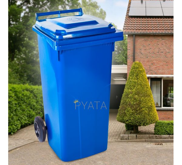 Мусорный контейнер для бытового мусора на колесиках с крышкой Алеана 240л Синий (DRK)