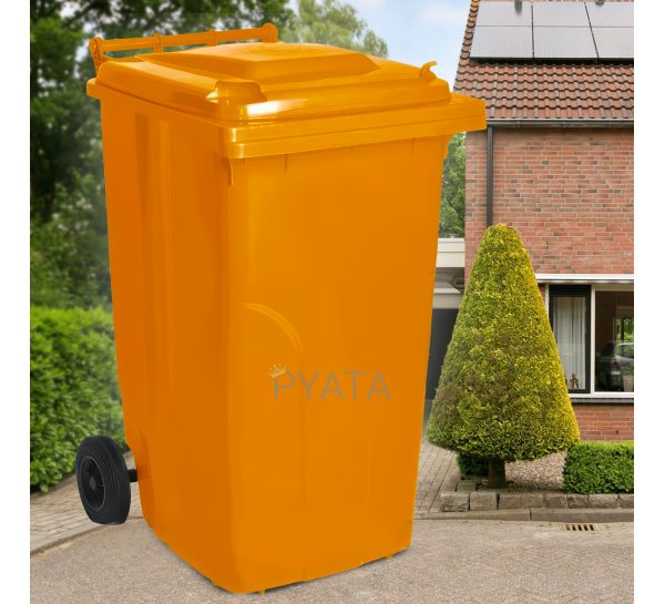 Сміттєвий контейнер для побутового сміття на коліщатках з кришкою Алеана 240л Помаранчевий (DRK)