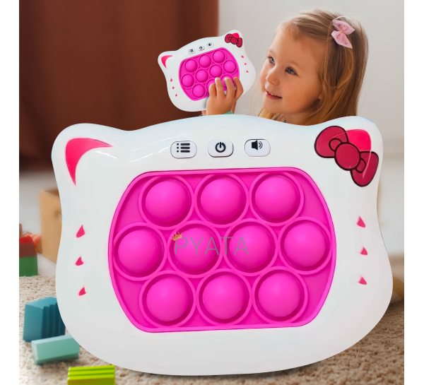 Детская портативная развивающая игрушка-антистресс поп ит 4 режима с подсветкой Quick Push Puzzle Game Fast 229A Розовый
