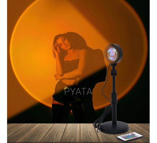 Лампа "Закат солнца" для съемки фото и тик ток, RGBW 16 цветов, с пультом (прозрачная линза)