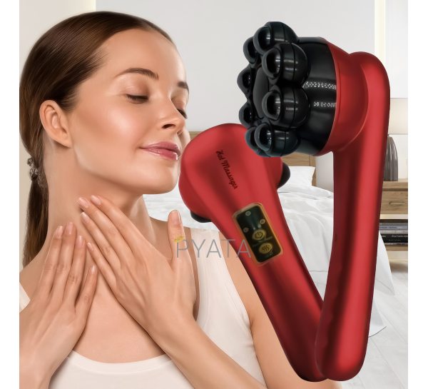 Многофункциональный магнитный ручной с подогревом массажер для тела Magnetic Heat Massager Красный (2215)